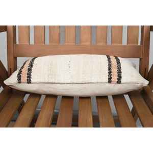 Oreiller en laine Kilim beige Oreiller d'accent de luxe de 8x16 pouces avec motif floral vintage Technique tissée Portable pour la literie de canapé - Product Image 4