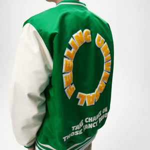 Nuevo 2023 venta al por mayor precio barato cortavientos al aire libre Letterman cálido acolchado personalizado hombres prendas de vestir exteriores personalizadas mujeres chaqueta bomber de mezclilla - Product Image 5
