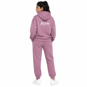 <b>Womens</b> <b>Purple</b> Regular Fit Hoodie & Jogger <b>Tracksuit</b> Set | Casual Gym Activewear Polyester/Cotton Fleece - Product Image 2