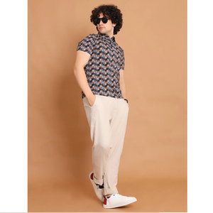 Media manga elegante para Camiseta con cuello Polo Cómoda ropa informal versátil Premium 100% algodón Digital impreso Bluebrown - Product Image 1