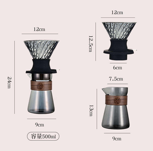 Cafetière à Verser 600 ml <span class=keywords><strong>Carafe</strong></span> en Verre Borosilicate avec Filtre à Café en Verre Poignée en Noyer et Couvercle en Verre Ensemble de Cafetière à Verser - Product Image 4