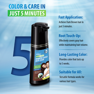 Nisha Quick Color Shampoo Hair Color, sin amoníaco, cobertura gris 100%, color de larga duración, para hombres y mujeres, marrón oscuro (400ml) - Product Image 4