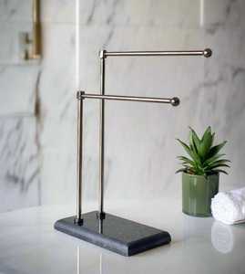 Contemporary freestanding marble and metal <b>towel</b> <b>stand</b> with stylish durable structure perfect <b>for</b> daily home storage - Product Image 5