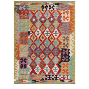 Alfombra Kilim de Maimana, Afganistán, 198 x 151 cm, Juego de Alfombras - Product Image 1