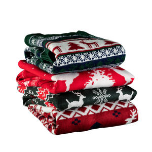 Pull de Noël pour homme en tricot à col rond à carreaux, doux, texturé torsadé, en laine et cachemire, anti-rétrécissement, respirant, pour l'hiver - Product Image 4