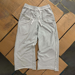 2025 pantalones de Jogger de felpa francesa de alta calidad 100% pantalones de chándal holgados de algodón con costuras en contraste Casual OEM ODM con servicio para hombres - Product Image 5