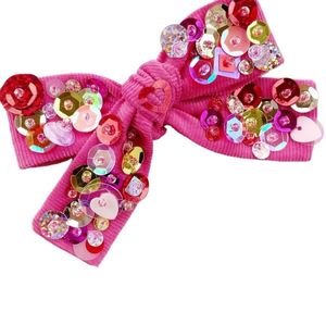 Barrettes à cheveux brodées de sequins style Saint-Valentin pour bébés filles, accessoires pour cheveux de filles, nœuds pour cheveux de filles - Product Image 2