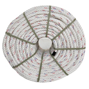 Corde de pêche blanche haute résistance la plus vendue 24MM 220M Rayures rouges et bleues Torsion Z S 4 brins Matériau PP Bobine enroulée - Product Image 1
