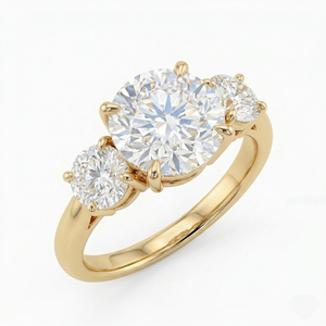 แหวนเพชรแท้ทรงกลมเจียระไนแบบบริลเลียนท์ประดับเพชรด้านข้าง ทองคำขาว 18K สำหรับผู้หญิง จาก LILABA ENTERPRISE ระดับความสะอาด F VVS2 ได้รับการรับรองจาก GIA - Product Image 2
