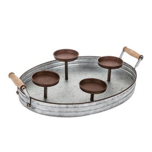 ถาดเสิร์ฟโลหะเหล็กชุบสังกะสีพร้อมที่จับด้านข้างสำหรับบ้านหรือร้านอาหารโรงแรม - Product Image 2