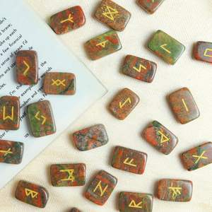 Ensemble de Rune Unakite rectangulaire poli-Pierres de cristal spirituelles pour débutants et experts-Ensemble de Rune de cristal Unakite en gros - Product Image 3