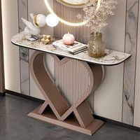 Table console moderne en acier inoxydable et marbre de style européen pour appartement, salon, hôtel, bureau à domicile - Luxe haut de gamme fait main