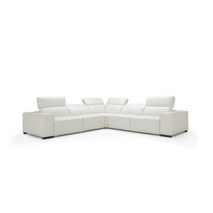 Quick Ship Camilla Modern Sectional with 3 Recliners Genuine Leather Upholstery Extendable Wood and Metal <b>Frame</b> - Product Image 2