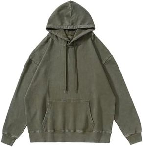 Sweat à capuche oversize pour homme en coton/fibre de bambou/polaire, coupe-vent, écologique, blanc délavé, avec logo personnalisé, poche hiver - Product Image 6