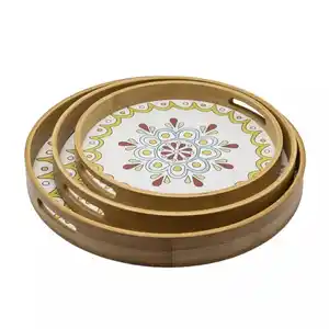 Wholesale Price Wooden Serving tray/MDF board printed Tray Plates Set Best Quality Dinnerware Serving Trays Dinner Set Dishes
