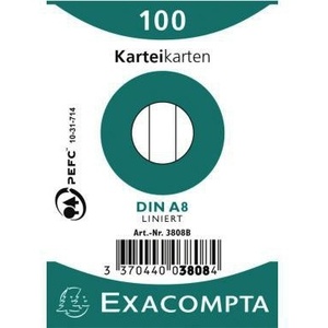 Cartes indexées lignées blanches Exacompta DIN A8, 100 pièces/paquet, blocs-notes - Product Image 1