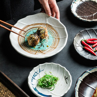 Assiettes à sushi en céramique inspirées de la nature, style japonais, motif de feuille unique, plat de service pour restaurant
