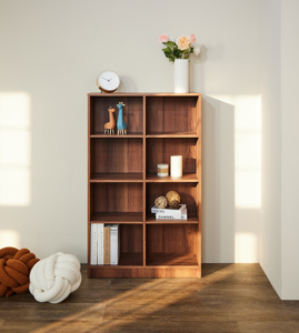 8-grid Solid-core Open <b>Bookcase</b> Adopts E1 Board Walnut Color - Product Image 2