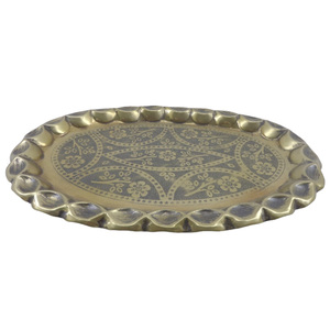 Bandeja redonda de metal para servir, bandeja de hierro de Color níquel plateado para el restaurante del hogar y la decoración de la boda hecha a mano - Product Image 2
