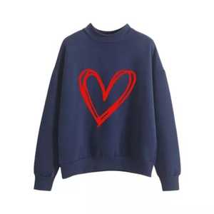 Pull imprimé coeur pour femmes impression sweat haut sweat à manches longues - Product Image 6