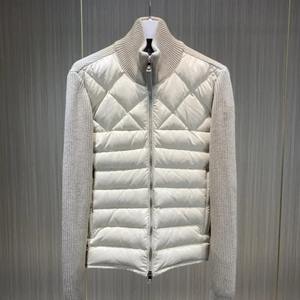 Chaqueta de plumón informal para hombre de Otoño/Invierno, plumón de ganso blanco tejido de lana, abrigo de moda de cuello alto de color sólido - Product Image 3