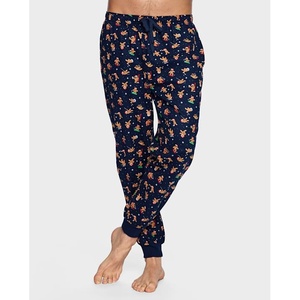 ชุดนอนผ้าสักหลาดสำหรับผู้ชายหรูหรา, ชุดนอนผ้าคอตตอนถักพิมพ์ลายไซส์ใหญ่พิเศษสีดำ - Product Image 4