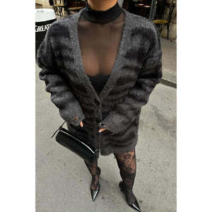 เสื้อคาร์ดิแกนถักลายม้าลายสไตล์ลำลอง 5166 - Product Image 4