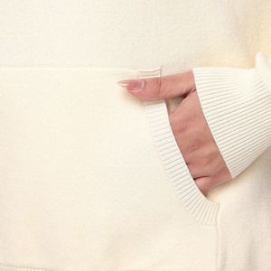 Sweat à capuche en molleton tricoté pour femme, délavé à l'acide, surdimensionné, lourd, épais, uni, chaud, pull, épaules tombantes, coupe ample, personnalisé - Product Image 6