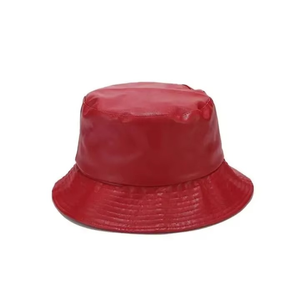 Sombreros de cubo de algodón de color personalizado al por mayor Todas las estaciones Ropa de deportes al aire libre PU Cuero Casual Patrón de hojas Venta en línea para fiestas - Product Image 5