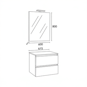 Espejo LED 2C con Base de Madera Blanca y Tapa de Roble Natural 60x80, Lámpara Belize, Categoría de Producto: Espejos - Product Image 2