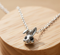 Collier avec pendentif lapin en argent 925 plaqué rhodium et or |   Chaîne à maillons minimaliste, bijoux de mode - Cadeau
