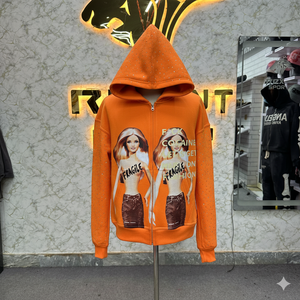 Sweat à capuche avec fermeture éclair à prix raisonnable et de style unique fabriqué en usine avec impression bouffante sweats à capuche à bas prix pour hommes - Product Image 6
