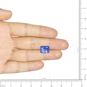 บลูแซฟไฟร์-3.45 กะรัต พลอยธรรมชาติเจียระไนทรงเหลี่ยม สีน้ำเงินเข้ม ขนาด 10 มม. ความสูง 8 มม. ผ่านการอบความร้อน พลอยเม็ดเดี่ยว - Product Image 3