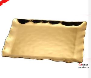 Bandeja de servicio decorativa de mesa de metal con acabado plateado de calidad estándar para restaurante y bar de hotel - Product Image 2