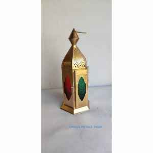 Farol Marroquí Cónico de Venta Caliente con Paneles de Vidrio Estampados, Impresionante Trabajo de Madera, Acabado Metálico Antiguo Árabe - Product Image 5