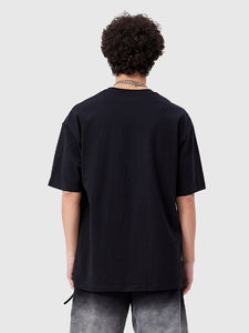 100% Premium coton o-cou T-Shirt pour hommes unisexe haute qualité séchage rapide personnalisable Logo impression surdimensionné coupe couleur noire - Product Image 3