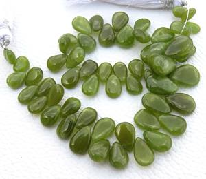 Perles de pierres précieuses en vesuvianite naturelle, forme poire, 9 pouces, lisses, polies, vertes, perles de vesuvianite en vrac pour bricolage, 7,5-12 mm - Product Image 4