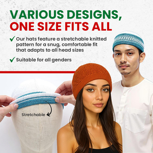 Kufi มุสลิมถักของแท้พร้อมงานปักหลากสีที่สวยงามน้ำหนักเบาและสวมใส่ง่าย - Product Image 3