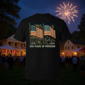 Camiseta con la Bandera de Betsy Ross en la Espalda, 250 Años de Libertad 1776-2026, Producto Promocional - Product Image 3
