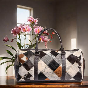 Peso ligero en stock Bolsas de lona de cuero de vaca de color de contraste de calidad superior - Product Image 6