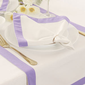 100% serviettes de table en lin coton 18X18 pouces serviettes en tissu carrées blanches avec des bords solides lavande serviettes de mariage durables unies - Product Image 2