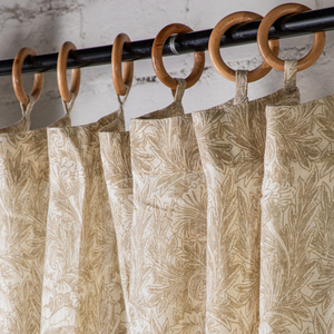 Nhà Máy Trực Tiếp Bán Đất Hữu Cơ Bông Lanh Châu Âu Rèm Với Phức tạp Lá Hoa Thiết Kế Bằng Gỗ Vòng Valances Thấp Moq - Product Image 2