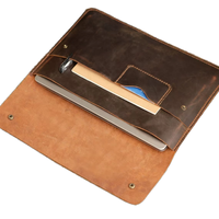 Funda para Portátil de Cuero Genuino, Estilo Coreano Moderno y Elegante, Cierre de Solapa, para Portátiles de 11-15 Pulgadas, Duradera, Ligera y de Gran Capacidad