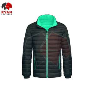 Veste matelassée d'hiver décontractée pour hommes col montant fermeture à glissière douce logo personnalisé couleur unie coupe-vent imperméable à l'eau - Product Image 3