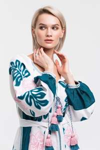 Nuevo Vestido Maxi Ecológico Exclusivo 2025, Cuello Redondo, Mangas Largas, Cintura Natural, Lazos, Cinturón para Mujer, 100% Lino - Product Image 3