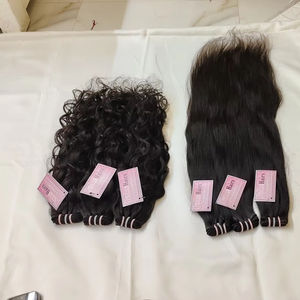 Venta al por mayor 100% Cutícula Alineada Virgen India Raw Human Hair Doble Trama Machine-Straight Bundles Estilo de onda natural - Product Image 1