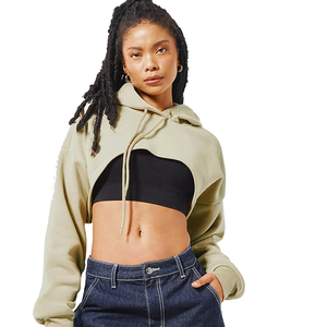100% Cotton Crop Top Hoodies for <b>Women</b> and Long Sleeve OEM Service Winter Wear Customized Logo Crop Top Hoodies - Product Image 1