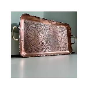 Bandeja para servir chocolate de cobre, 3 piezas, diferentes tamaños, forma cuadrada, bandeja para tazas de café de cobre - Product Image 2