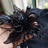 Super fée lourde faite à la main dentelle blanche fleur plume épingle à cheveux mariée accessoires de mariage pince latérale belle coiffure