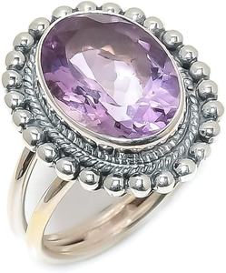 Clásico amatista piedra preciosa cabujón mejor diseño anillo hecho a mano 925 sólida plata esterlina 925 Plata estampada joyería de plata de moda - Product Image 1